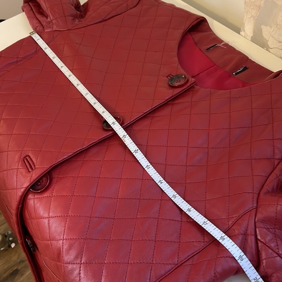Red genuine leather coat by Jones NY ,size S. NWOT. - Picture 7 of 11